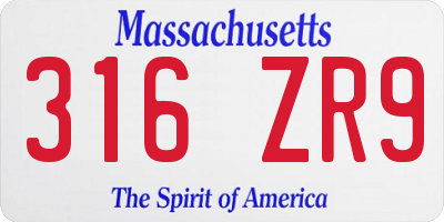 MA license plate 316ZR9