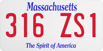 MA license plate 316ZS1