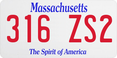 MA license plate 316ZS2