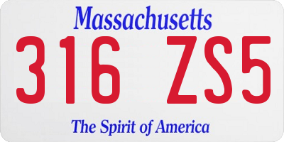 MA license plate 316ZS5