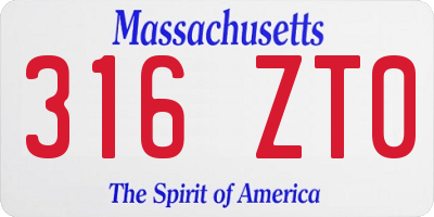 MA license plate 316ZT0