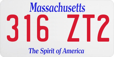 MA license plate 316ZT2