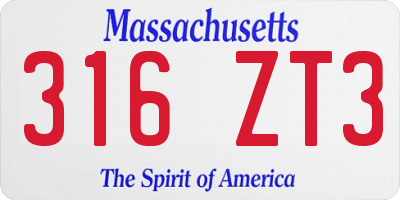 MA license plate 316ZT3