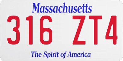 MA license plate 316ZT4
