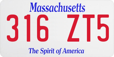 MA license plate 316ZT5