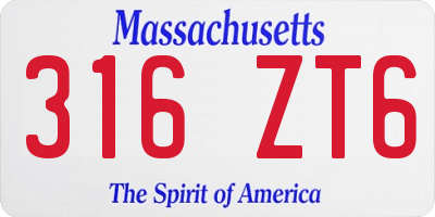 MA license plate 316ZT6