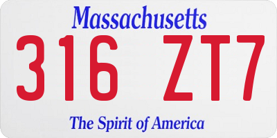 MA license plate 316ZT7