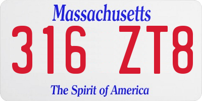 MA license plate 316ZT8