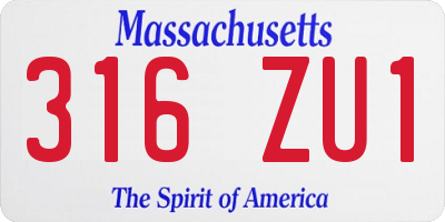 MA license plate 316ZU1