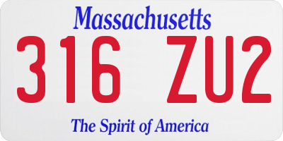 MA license plate 316ZU2