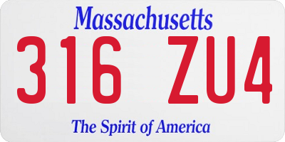 MA license plate 316ZU4