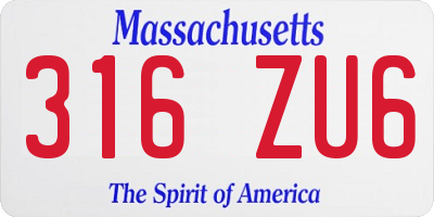 MA license plate 316ZU6