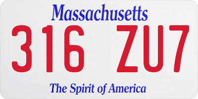MA license plate 316ZU7