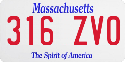 MA license plate 316ZV0