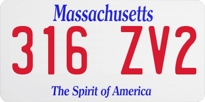 MA license plate 316ZV2