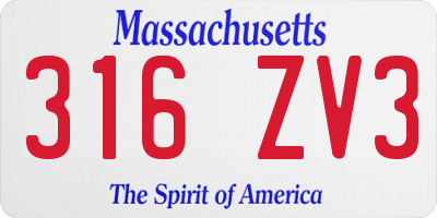 MA license plate 316ZV3