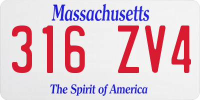 MA license plate 316ZV4