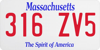 MA license plate 316ZV5