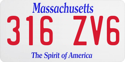MA license plate 316ZV6
