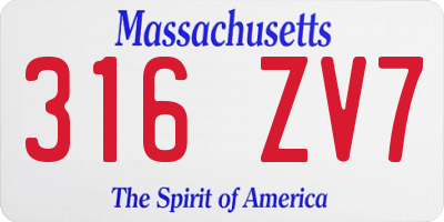 MA license plate 316ZV7