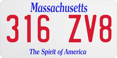 MA license plate 316ZV8