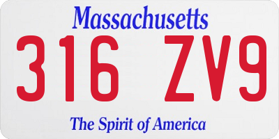 MA license plate 316ZV9