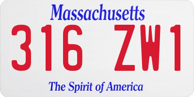 MA license plate 316ZW1