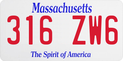 MA license plate 316ZW6