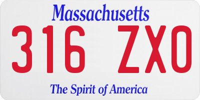 MA license plate 316ZX0