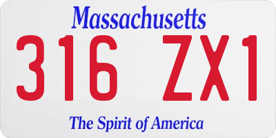 MA license plate 316ZX1