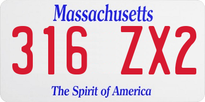 MA license plate 316ZX2