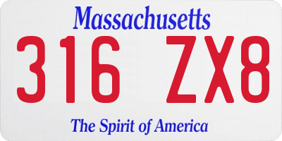 MA license plate 316ZX8