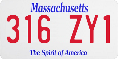 MA license plate 316ZY1