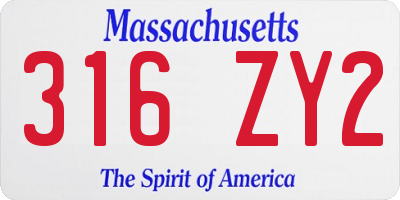 MA license plate 316ZY2