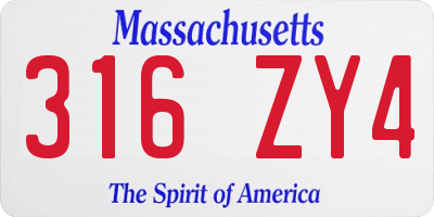 MA license plate 316ZY4