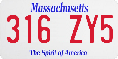 MA license plate 316ZY5