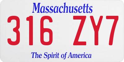 MA license plate 316ZY7