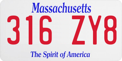 MA license plate 316ZY8