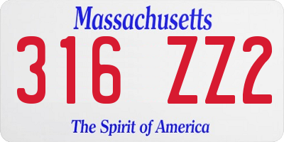MA license plate 316ZZ2