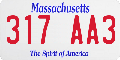MA license plate 317AA3