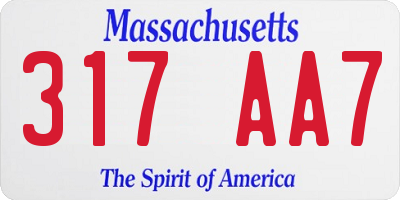 MA license plate 317AA7