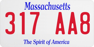MA license plate 317AA8
