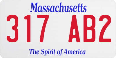 MA license plate 317AB2
