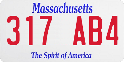MA license plate 317AB4