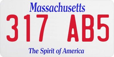 MA license plate 317AB5