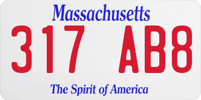 MA license plate 317AB8