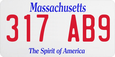 MA license plate 317AB9
