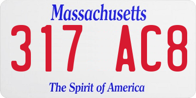 MA license plate 317AC8
