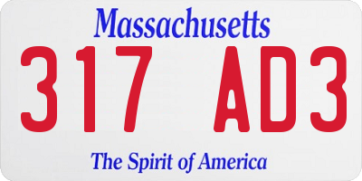MA license plate 317AD3