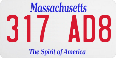 MA license plate 317AD8